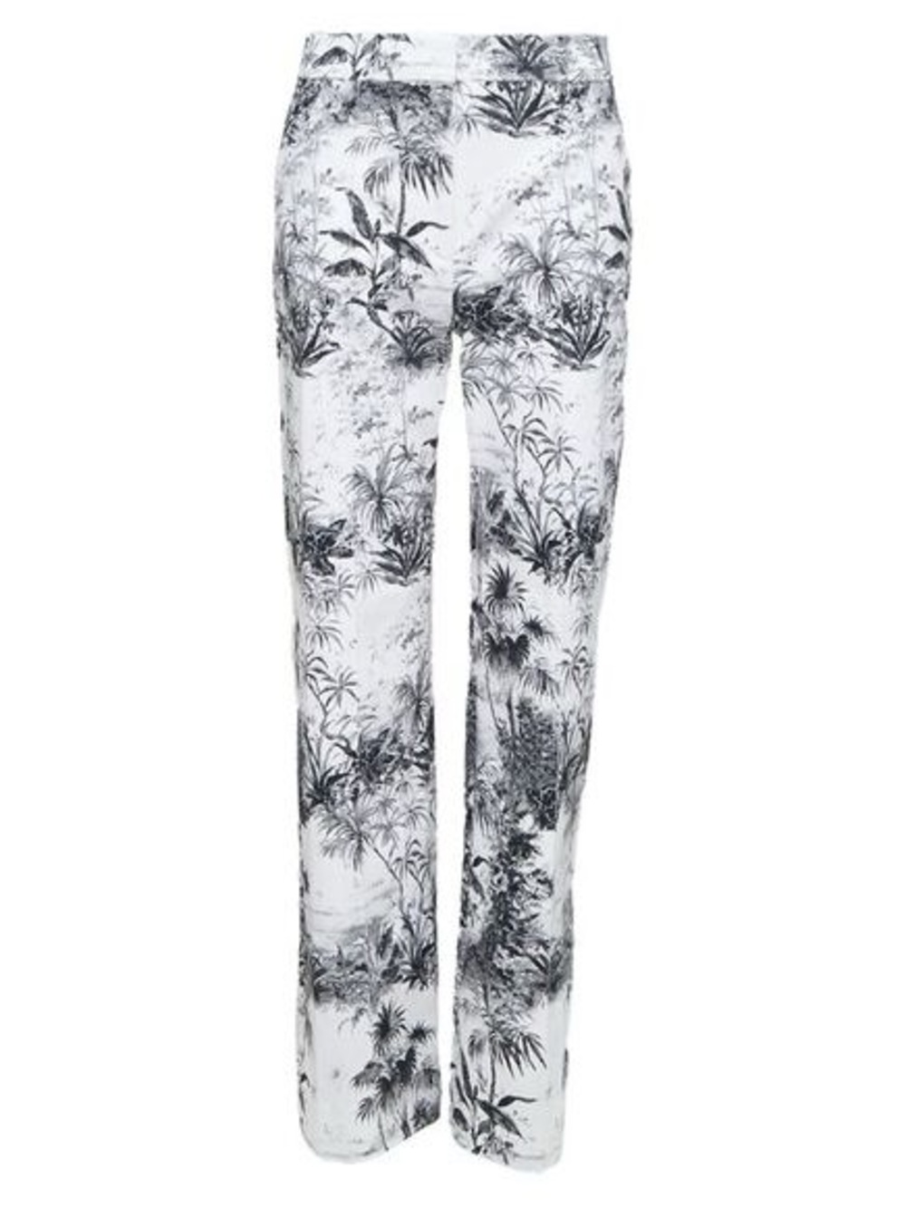 Adam Lippes Tropical Print Straight-Leg Pants in Black & White